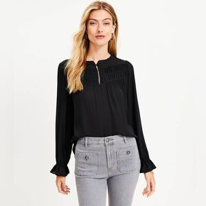 NWT Loft Ruched Yoke Ruffle Cuff Blouse
